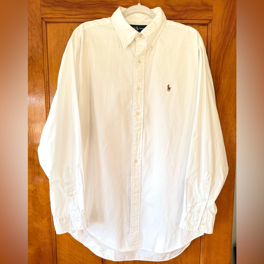 Ralph Lauren White Oxford Button-Down Dress Shirt
